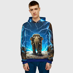 Толстовка-худи мужская Мамонт и разряды молний, цвет: 3D-синий — фото 2