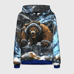 Толстовка-худи мужская Злой русский медведь, цвет: 3D-синий