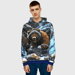 Толстовка-худи мужская Злой русский медведь, цвет: 3D-синий — фото 2