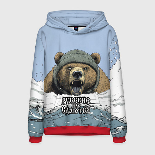 Мужская толстовка Русский не сдаются - мощный медведь / 3D-Красный – фото 1