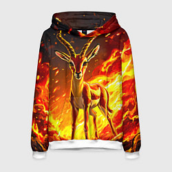 Толстовка-худи мужская Газель в огне, цвет: 3D-белый