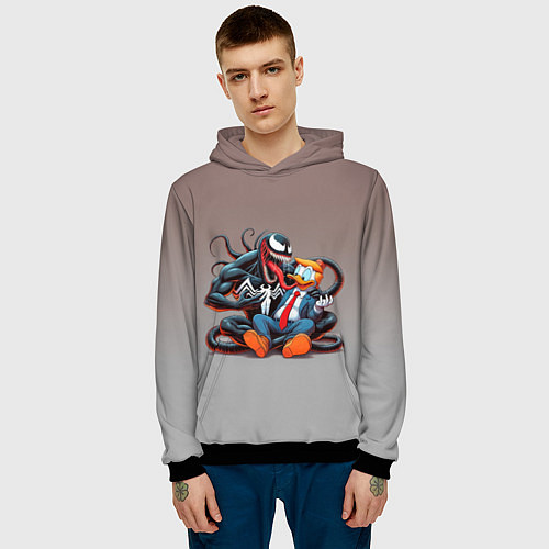 Мужская толстовка Venom and Duck-Donald - ai art fantasy / 3D-Черный – фото 3
