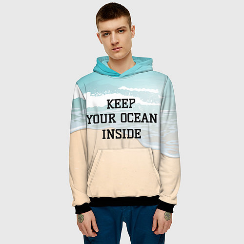 Мужская толстовка Keep your ocean inside / 3D-Черный – фото 3