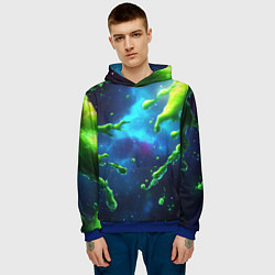 Толстовка-худи мужская Зеленые брызги, цвет: 3D-синий — фото 2