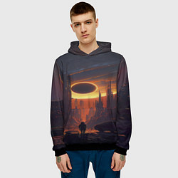 Толстовка-худи мужская Космос - человек, цвет: 3D-черный — фото 2