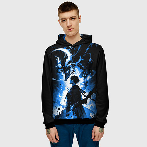 Мужская толстовка Поднятие уровня в одиночку - восстань / 3D-Черный – фото 3