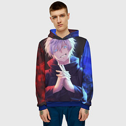 Толстовка-худи мужская Аниме - магическая битва, цвет: 3D-синий — фото 2