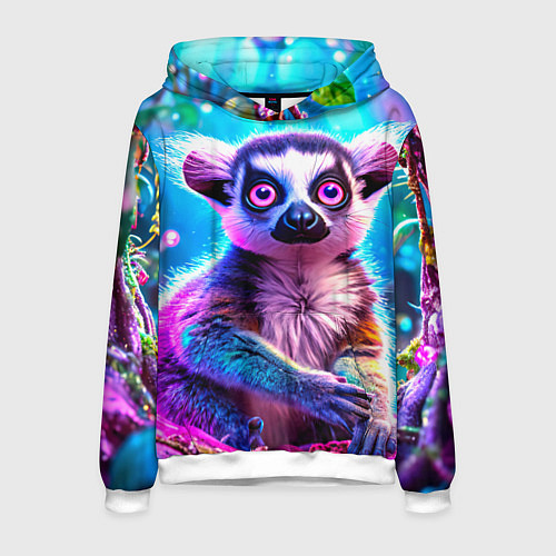 Мужская толстовка Лемур в сказочном лесу / 3D-Белый – фото 1