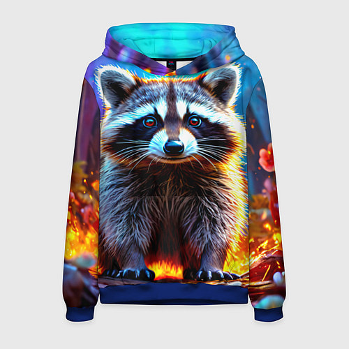 Мужская толстовка Енот в огне / 3D-Синий – фото 1