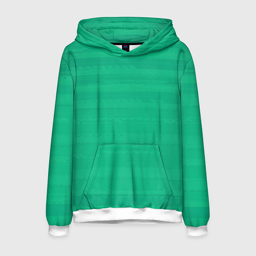 Мужская толстовка Изумрудный зелёный однотонный с полосами / 3D-Белый – фото 1