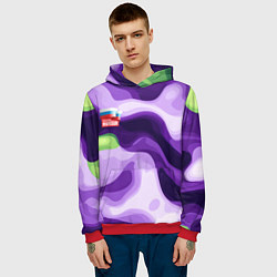 Толстовка-худи мужская Фиолетовый камуфляж Россия, цвет: 3D-красный — фото 2