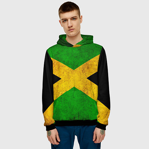 Мужская толстовка Jamaica flag / 3D-Черный – фото 3