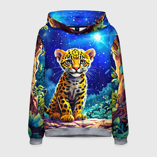 Мужская толстовка Ягуар в звездную ночь / 3D-Меланж – фото 1