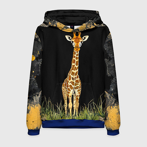 Мужская толстовка Жираф на черном / 3D-Синий – фото 1