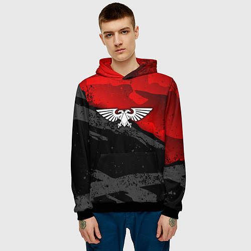 Мужская толстовка Вархаммер - аквила красный / 3D-Черный – фото 3
