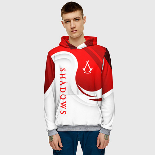 Мужская толстовка Assassins creed - shadows / 3D-Меланж – фото 3