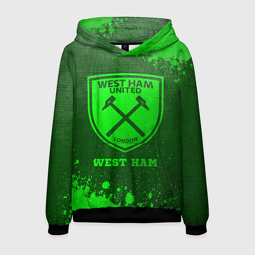 Мужская толстовка West Ham - green gradient / 3D-Черный – фото 1