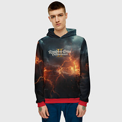 Толстовка-худи мужская Kingdom Come Deliverance 2 лого на небе, цвет: 3D-красный — фото 2