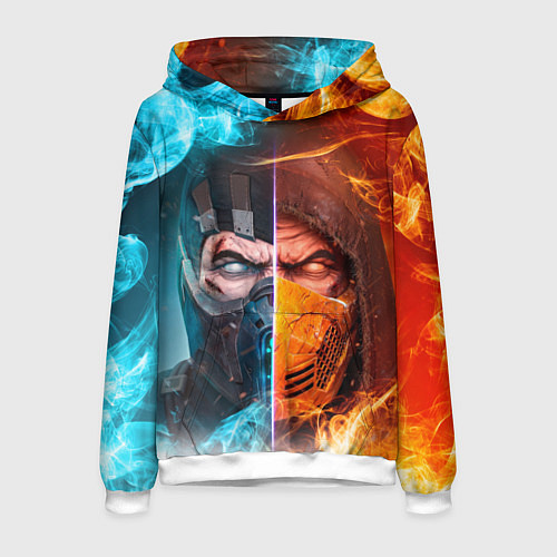 Мужская толстовка Mortal Kombat - Саб-зиро и Скорпион / 3D-Белый – фото 1