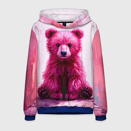 Мужская толстовка Розовый медведь / 3D-Синий – фото 1