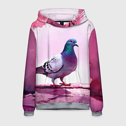 Толстовка-худи мужская Голубь в розовом, цвет: 3D-меланж