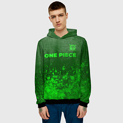 Толстовка-худи мужская One Piece - green gradient посередине, цвет: 3D-черный — фото 2