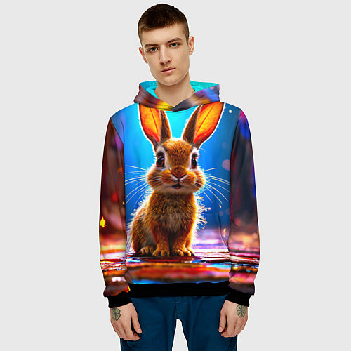 Мужская толстовка Ушастый зайка / 3D-Черный – фото 3
