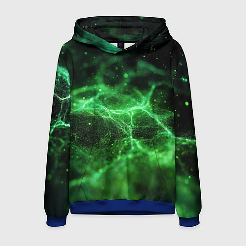 Мужская толстовка Зеленая связь текстура / 3D-Синий – фото 1