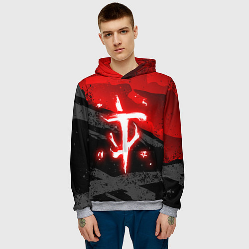 Мужская толстовка Doom - neon red / 3D-Меланж – фото 3