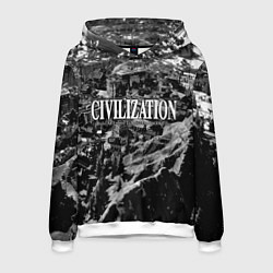 Толстовка-худи мужская Civilization - global strategy, цвет: 3D-белый
