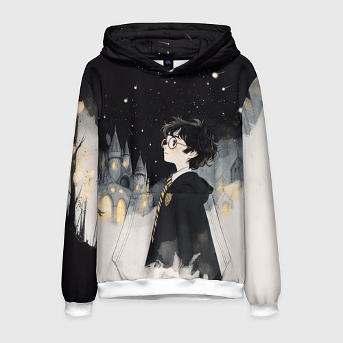 Мужская толстовка Гарри Поттер в черной мантии / 3D-Белый – фото 1