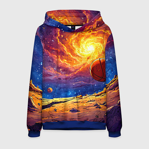 Мужская толстовка Баскетбольный мяч и космос / 3D-Синий – фото 1