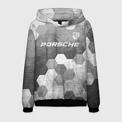 Толстовка-худи мужская Porsche - grey gradient посередине, цвет: 3D-черный