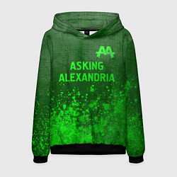 Толстовка-худи мужская Asking Alexandria - green gradient посередине, цвет: 3D-черный