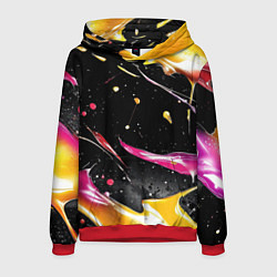 Толстовка-худи мужская Мазки краски на черном, цвет: 3D-красный