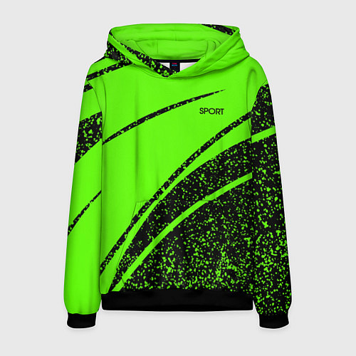 Мужская толстовка Sport зелёный с чёрным в крапинку / 3D-Черный – фото 1