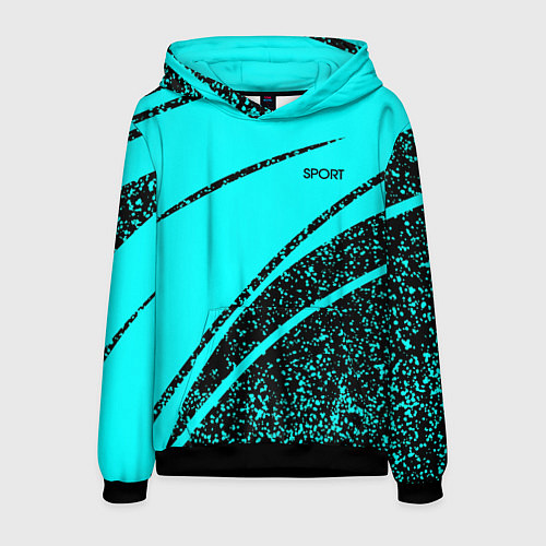 Мужская толстовка Sport голубой с чёрным в крапинку / 3D-Черный – фото 1