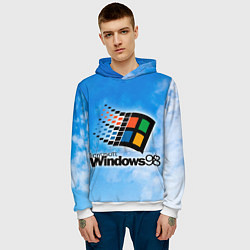 Толстовка-худи мужская Mindows 98 logo, цвет: 3D-белый — фото 2
