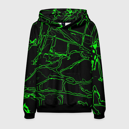 Мужская толстовка Зелёная графическая абстракция / 3D-Черный – фото 1