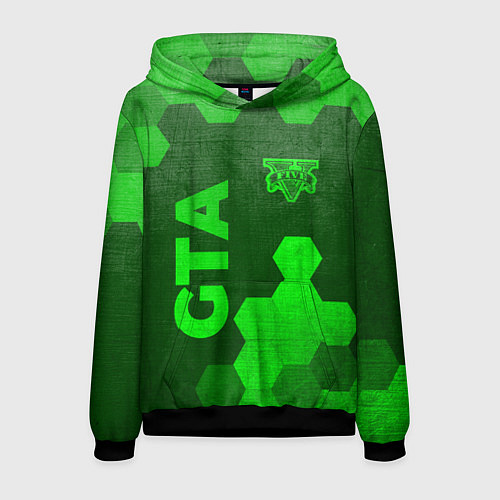Мужская толстовка GTA - green gradient вертикально / 3D-Черный – фото 1