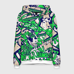 Толстовка-худи мужская The Sims стикеры, цвет: 3D-белый