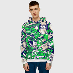 Толстовка-худи мужская The Sims стикеры, цвет: 3D-белый — фото 2