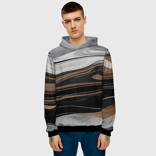 Мужская толстовка Движение песка / 3D-Черный – фото 3