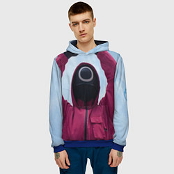 Толстовка-худи мужская Игра в кальмара солдат, цвет: 3D-синий — фото 2