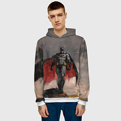 Толстовка-худи мужская Бэтмен стоит на обрыве скалы, цвет: 3D-белый — фото 2