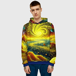 Толстовка-худи мужская Neon galaxy - ai art fantasy, цвет: 3D-синий — фото 2
