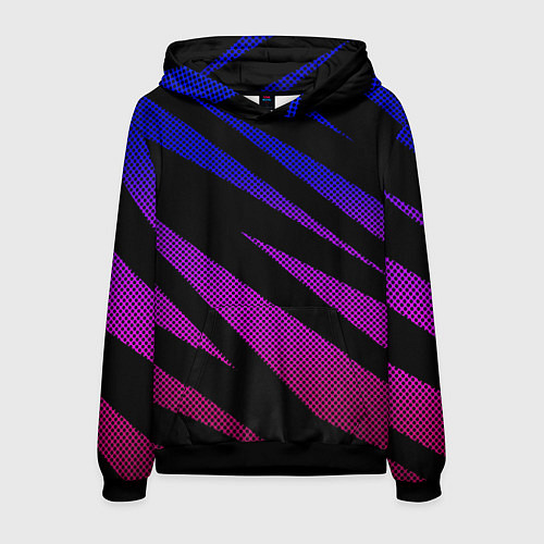 Мужская толстовка Сине-розовый абстракция с полосами / 3D-Черный – фото 1