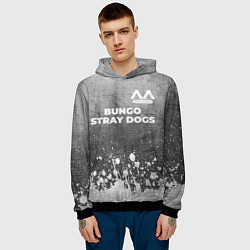 Толстовка-худи мужская Bungo Stray Dogs - grey gradient посередине, цвет: 3D-черный — фото 2