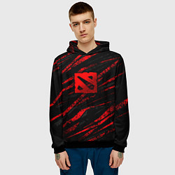 Толстовка-худи мужская Dota 2 - красные потертости, цвет: 3D-черный — фото 2