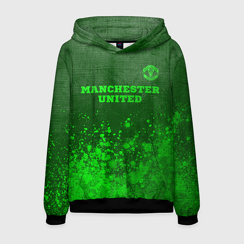 Мужская толстовка Manchester United - green gradient посередине / 3D-Черный – фото 1